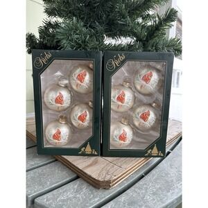 New Krebs Hand Blown Glass Ball Ornaments Cardinals 8pc Set